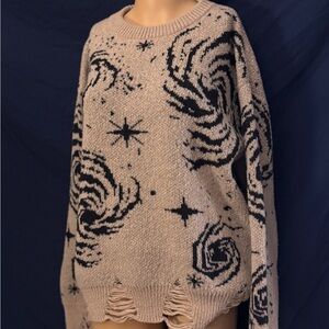 Galaxy Pattern Beige Sweater